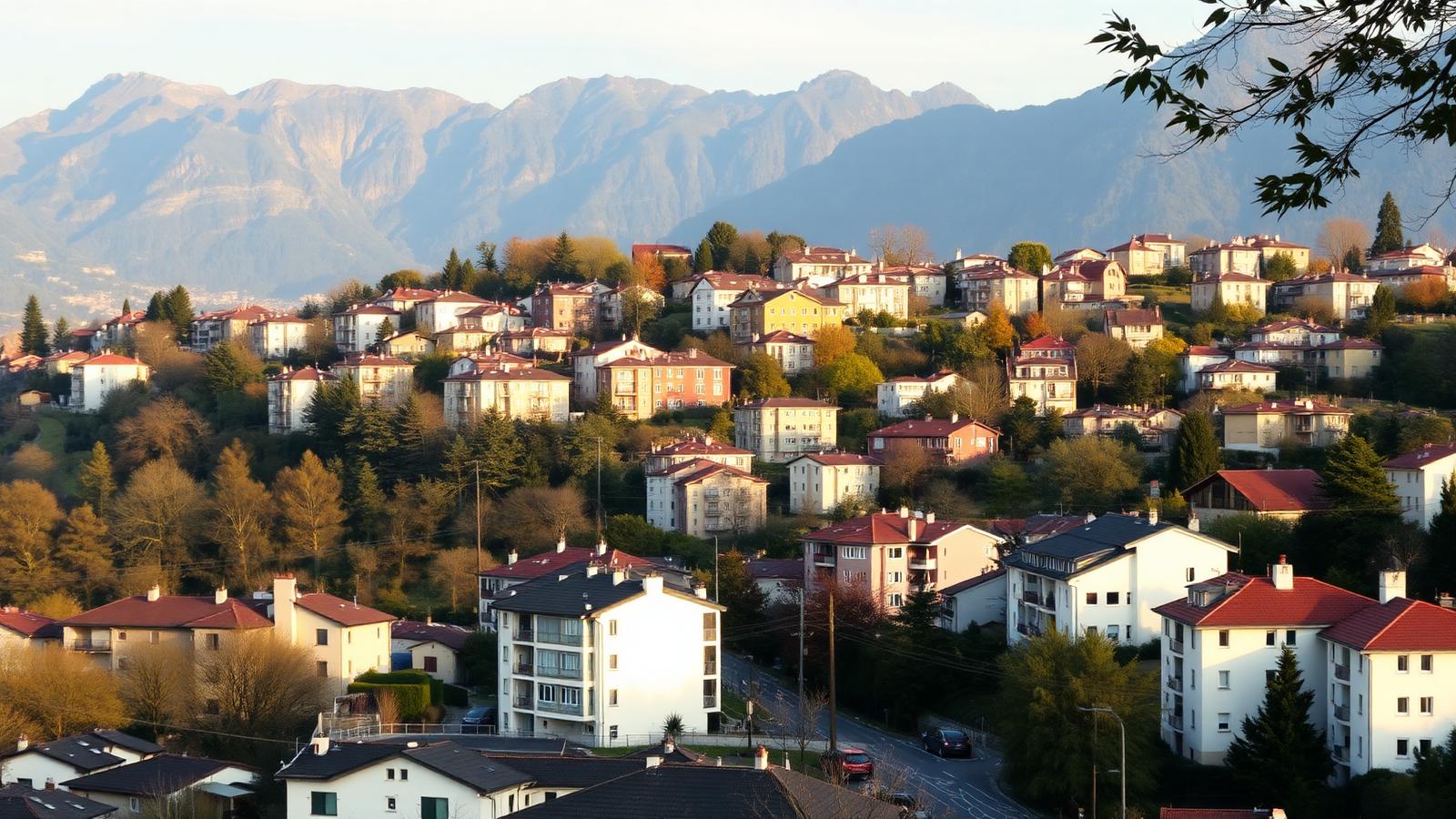 Quartiere residenziale di Massagno con edifici bassi tra la collina e Lugano